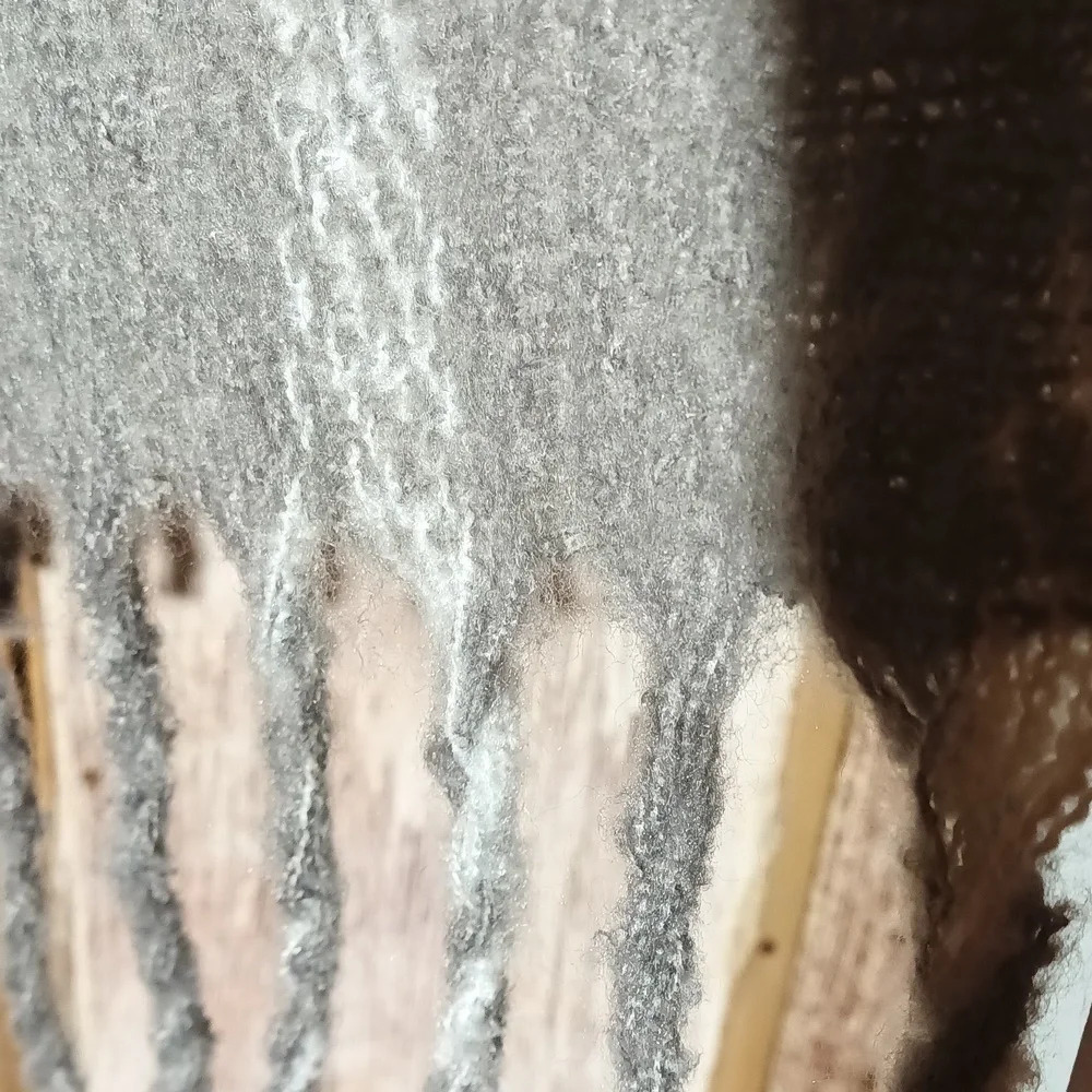 Cozy Lauren Conrad oblong blanket scarf wrap cream gray white fringe - Picture 4 of 8
